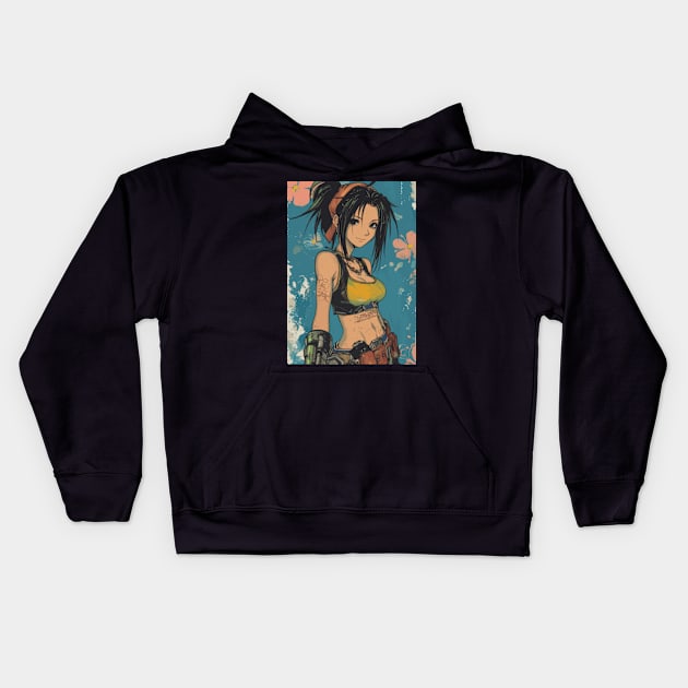 Yuffie Kisaragi FF7 Final Fantasy VII Rebirth Kids Hoodie by peculiarbutcute